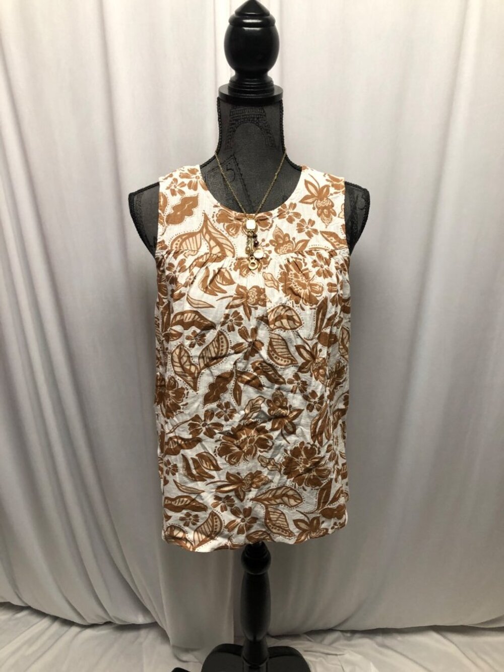 Sonoma Brown Floral Top Womens Size Small Sleeveless Lightweight Boho Comfy NEW